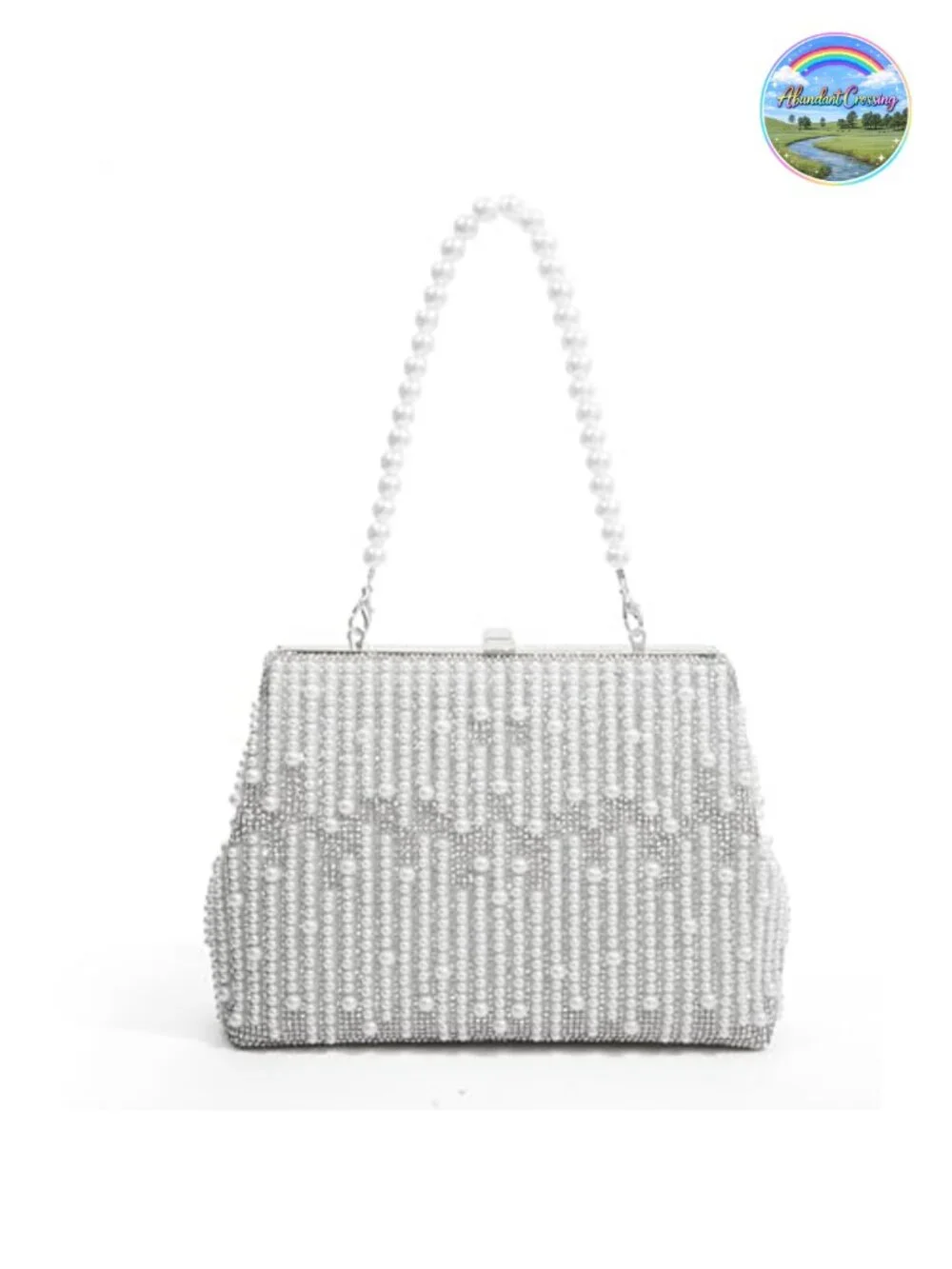 Rhinestone Evening Bag Clutch Purse Pearl Crystal Bridal Wedding Party